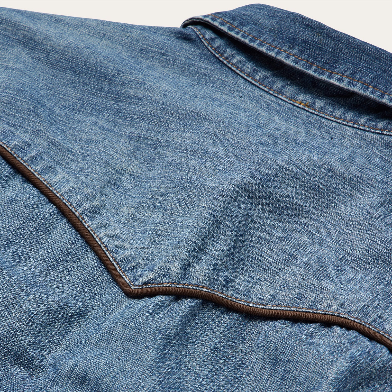 Piped Dark Denim Western Shirt