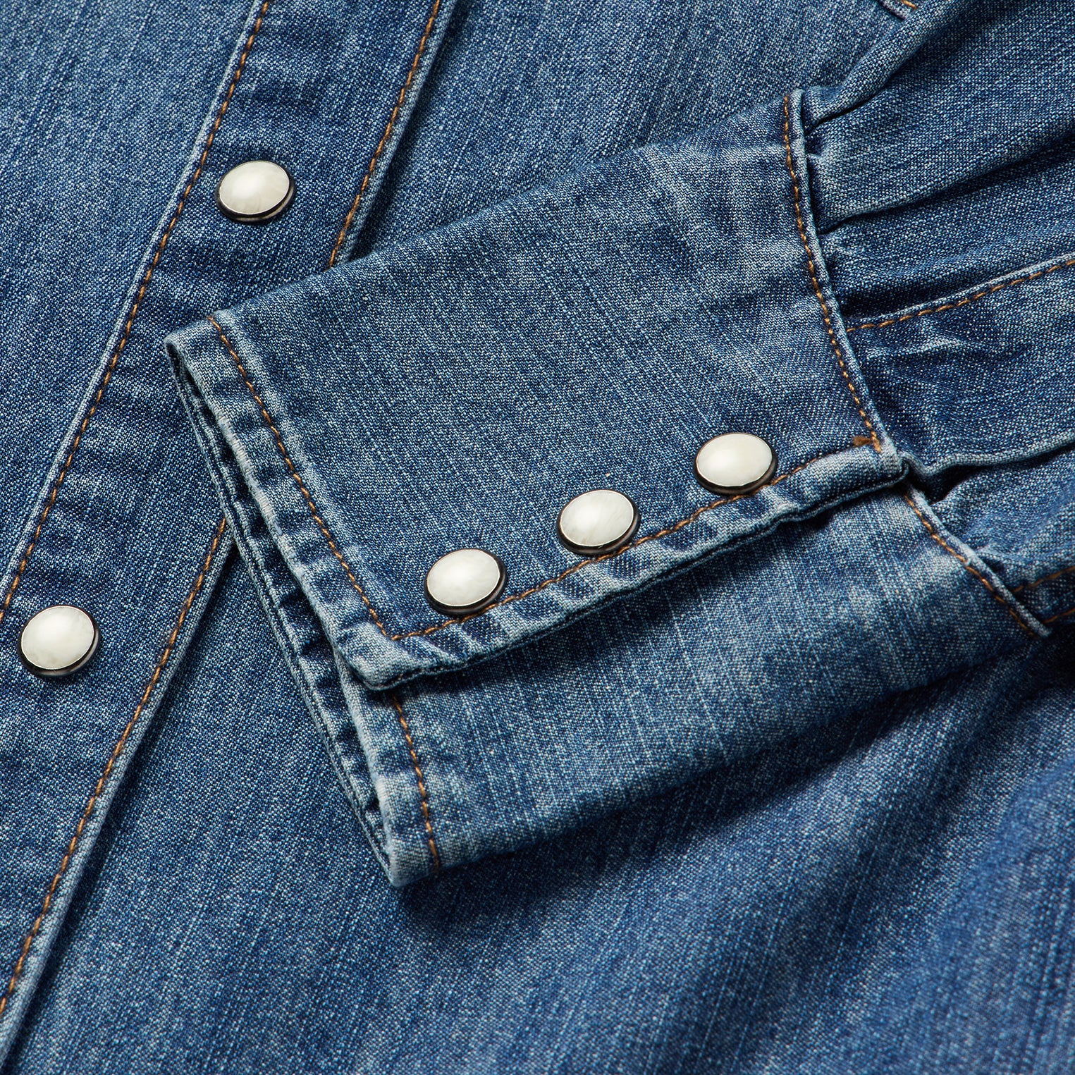 Piped Dark Denim Western Shirt