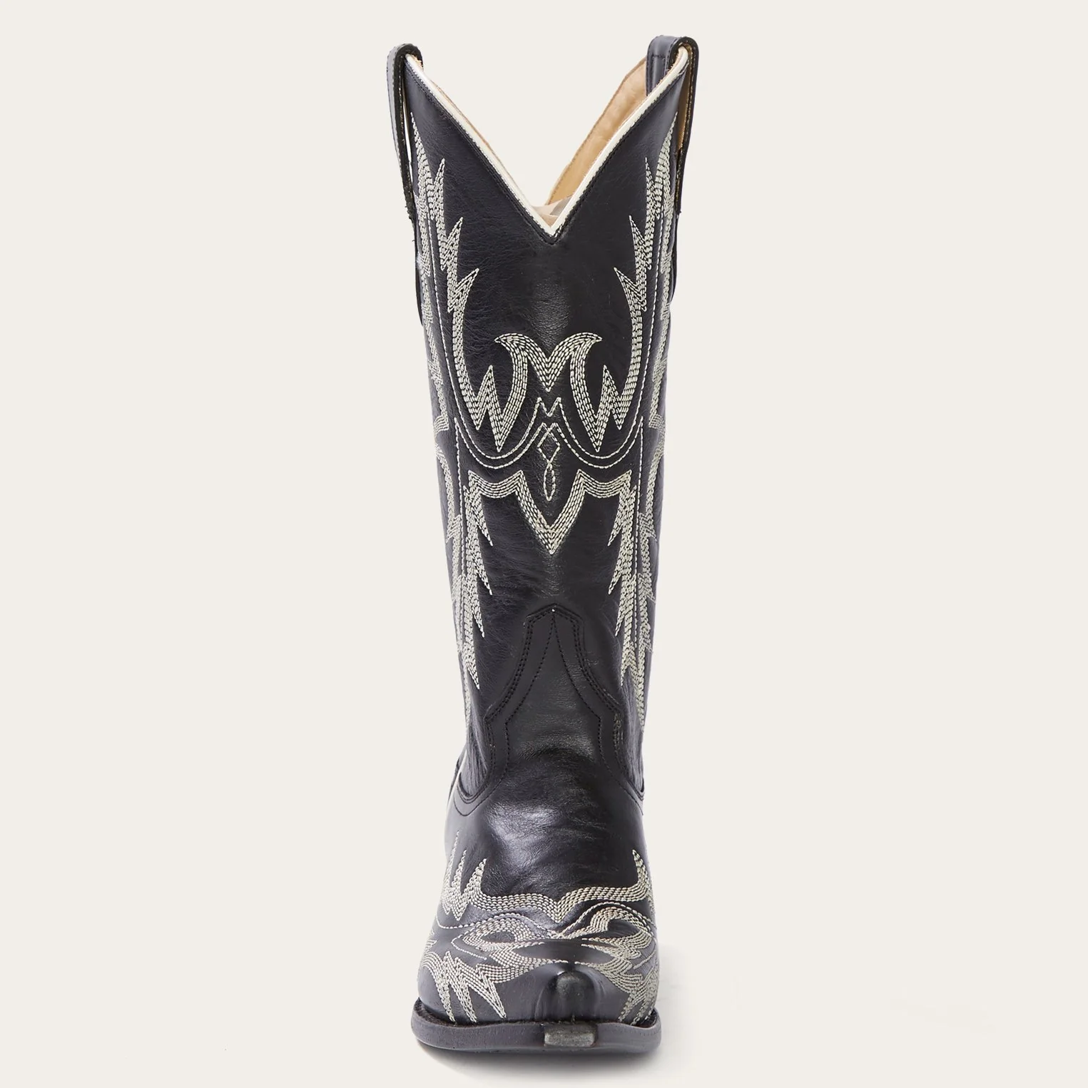 Tina Black & White Flame Embroidered Cowboy Boot