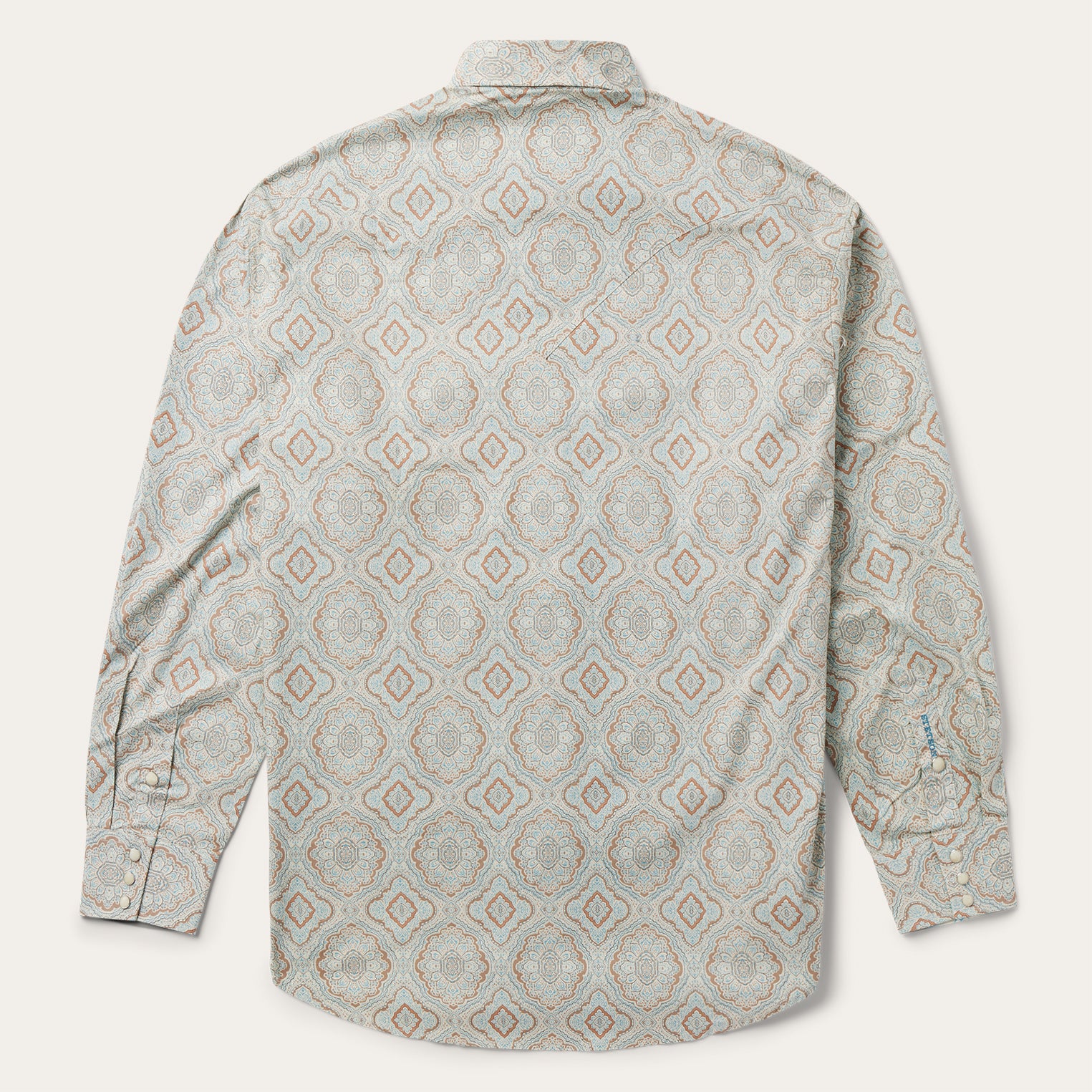 Aqua Paisley Print Western Shirt