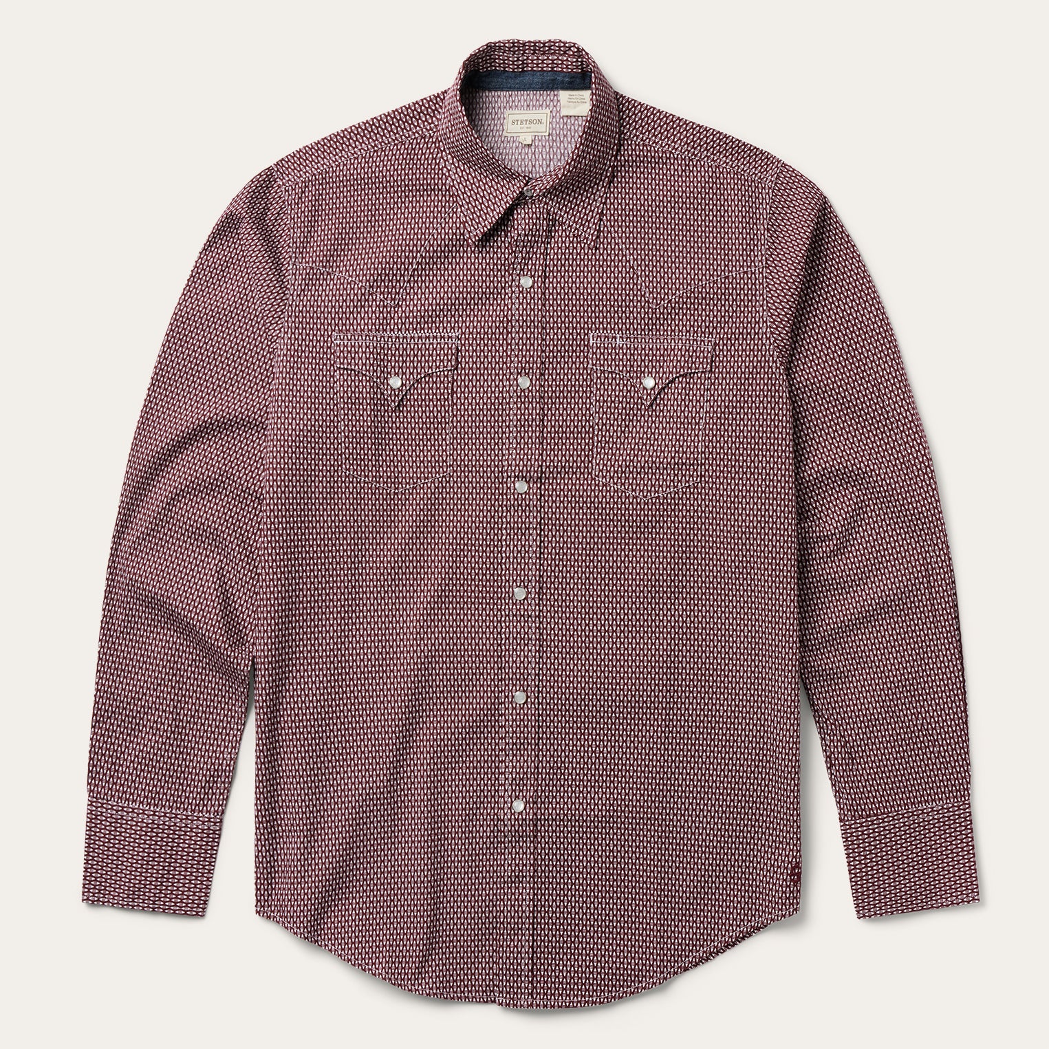 Broken Diamond Print Western Shirt