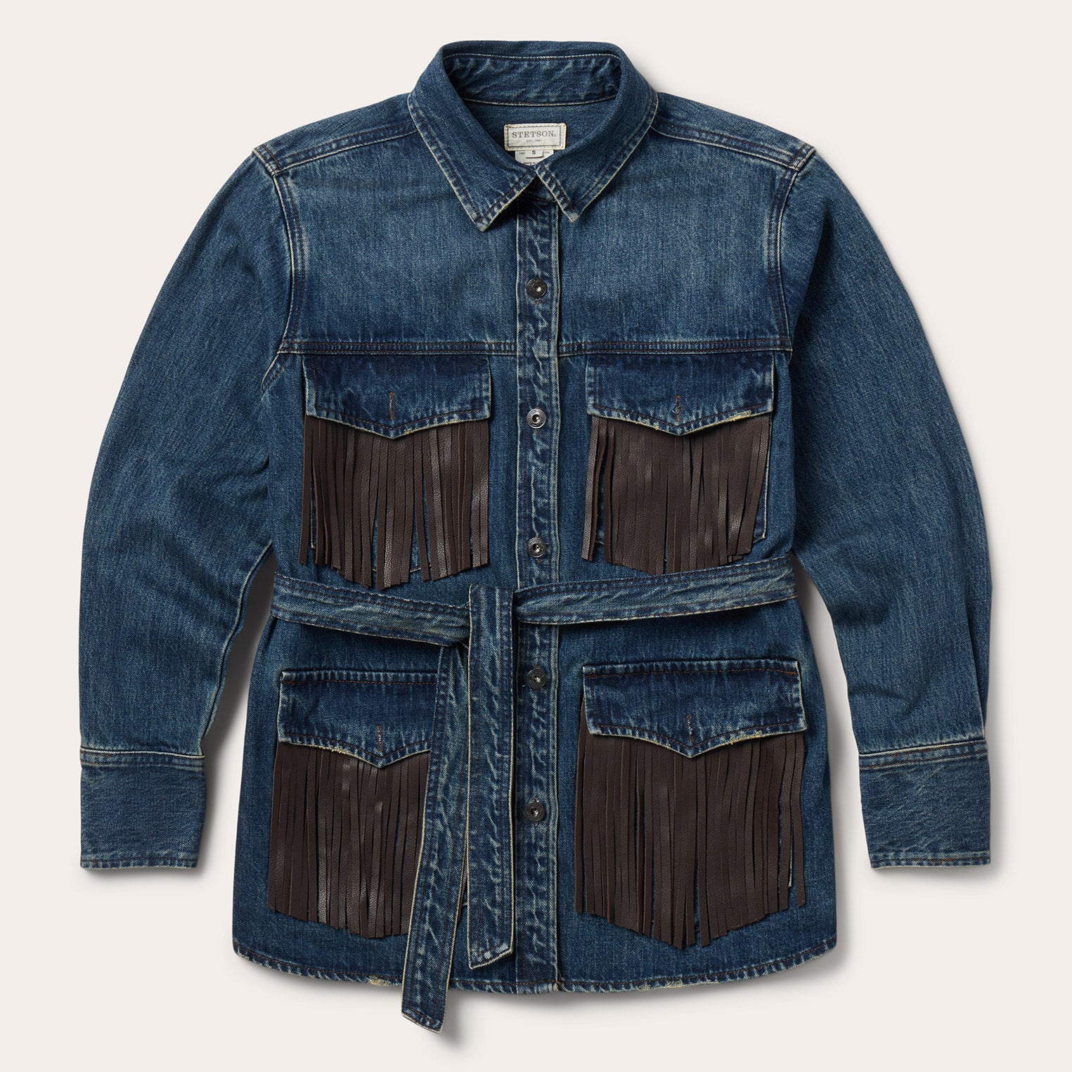 6919-dark-denim-fringe-jacket-1.jpg Dark Denim Fringe Jacket