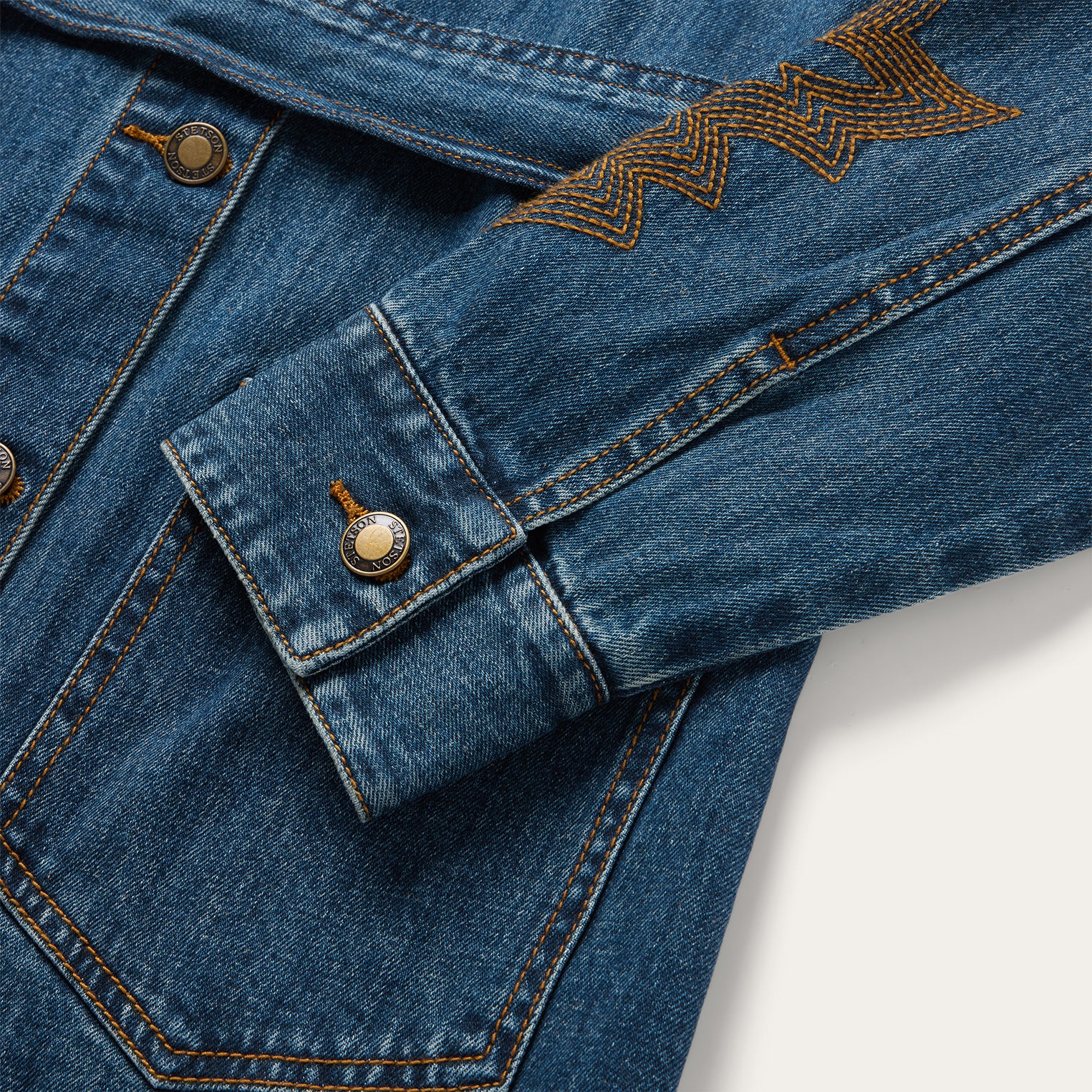 Embroidered Stretch Denim Shirt Dress