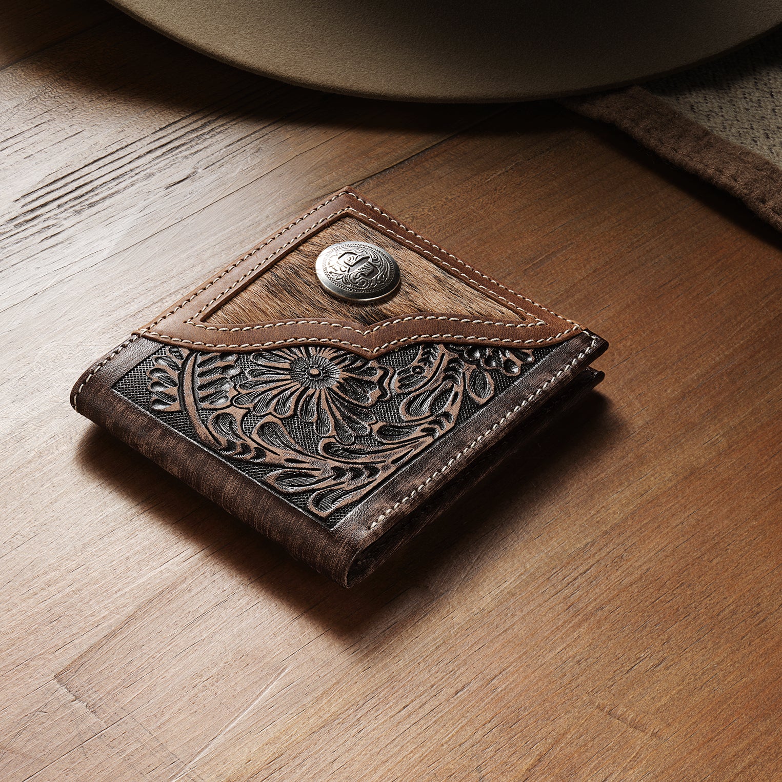 7988-hair-on-hide-concho-bi-fold-wallet-3.jpg Hair-On-Hide Concho Bi-Fold Wallet
